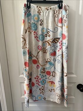 Hot Cotton Cream Maxi Skirt with Multicolor Floral Print